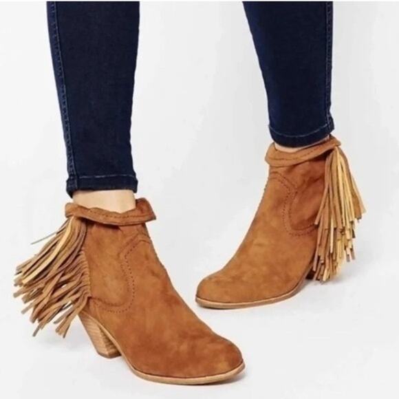 Sam Edelman Louie fringe booties in tan - Picture 1 of 6
